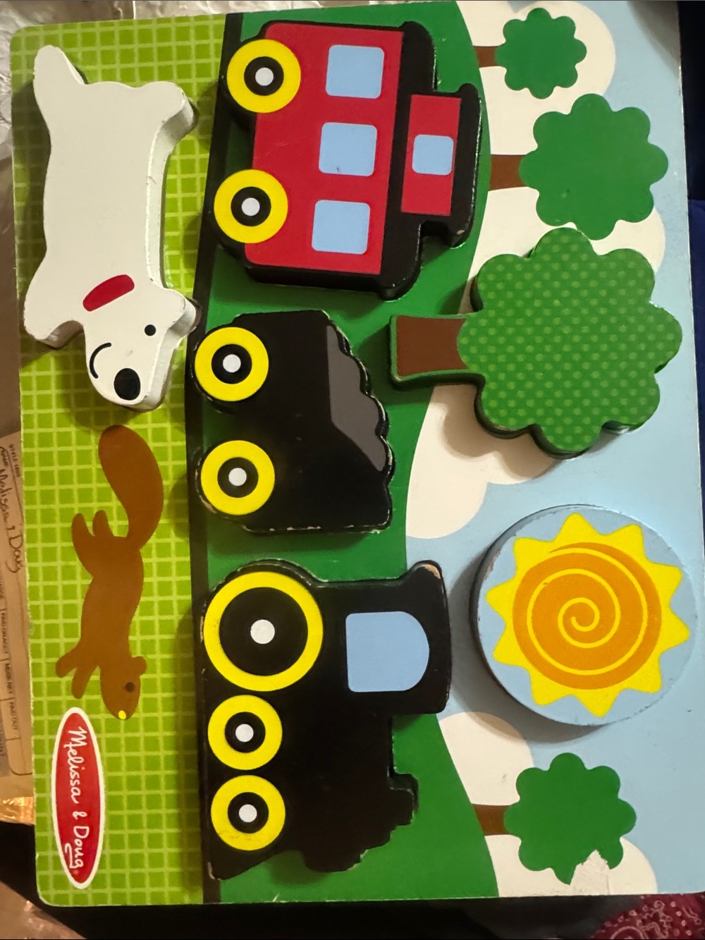 Melissa & Doug Kids Wooden Puzzle - Colorful Train & Nature Pieces